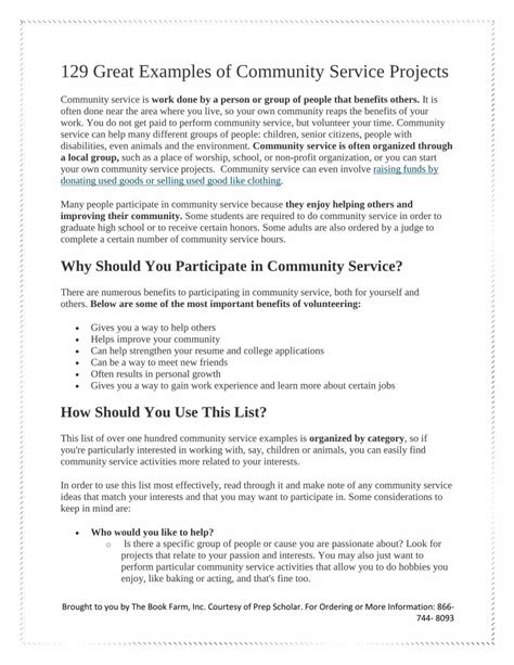 129 Great Examples of Community Service Projects.